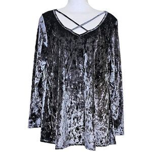 Jodifl Gunmetal Gray Crushed Velvet Long Sleeve Tunic Size Small
